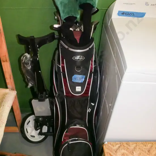 Wilson golf balls, clubs, trundler