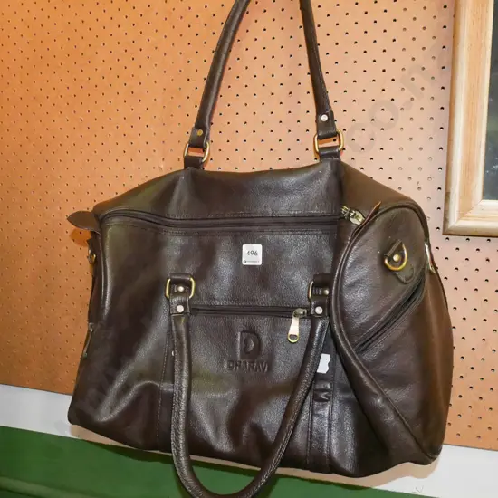 brown leather holdall