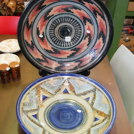 2x studio pottery bowls Diam-370