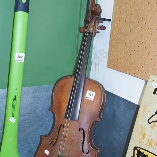 vintage violin, 2x bows