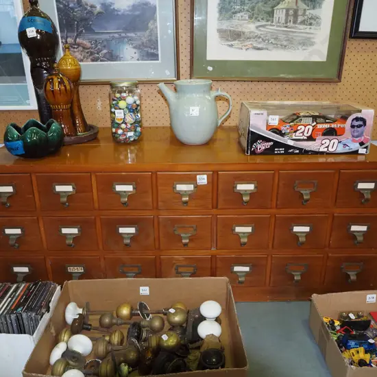 21 drawer rimu library index card filing cabinet H-430 W-1130 D-475