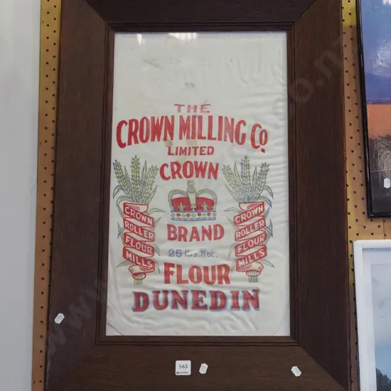 oak framed Crowen Mills flour bag