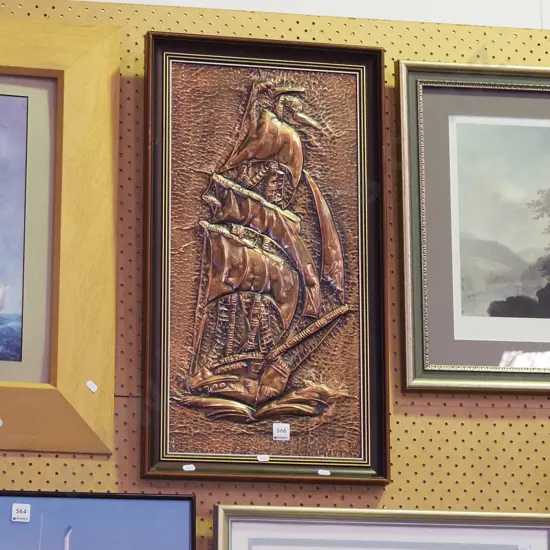 pressed copper wall art - galleon