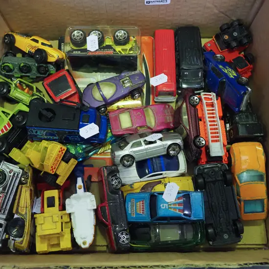 box of model vehicles