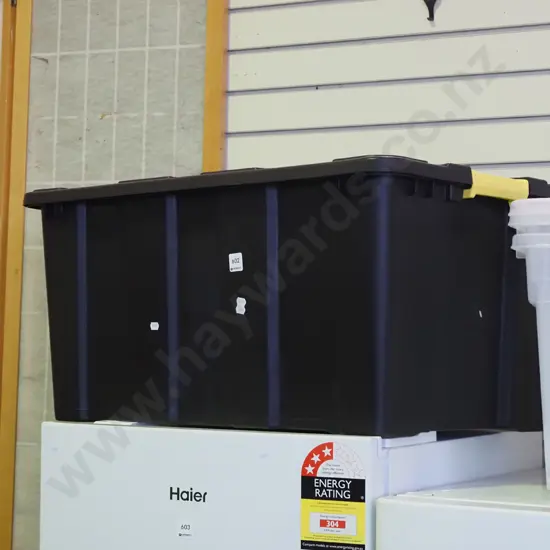 large plastic lidded storage tub