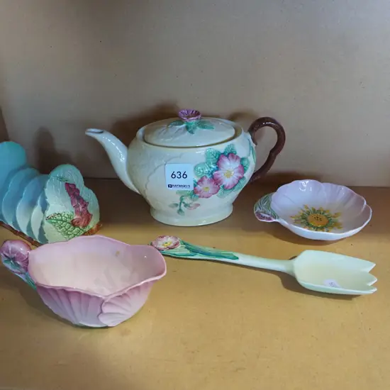 Carlton ware toast rack, creamer, tea pot, salad server etc