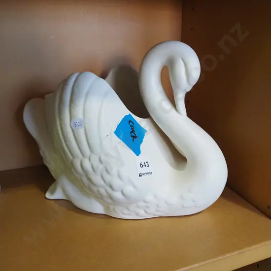 large Crown Lynn swan vase - significant cracks