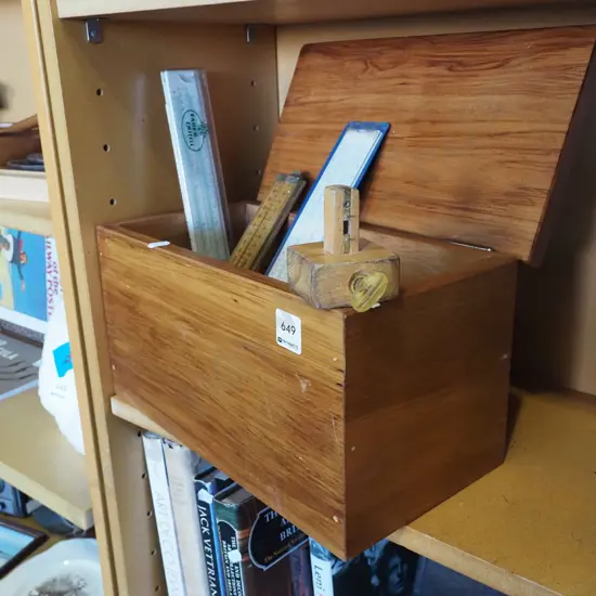 rimu box, builder's rule, marker gauge etc