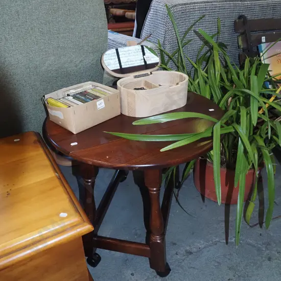 mahogany twist top drop side table