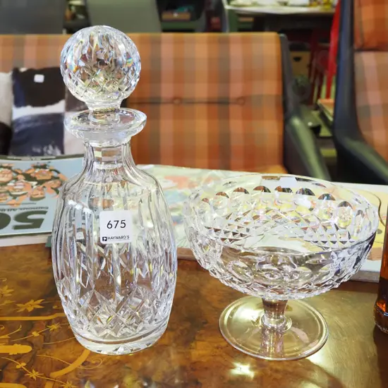 cut crystal decanter, comport