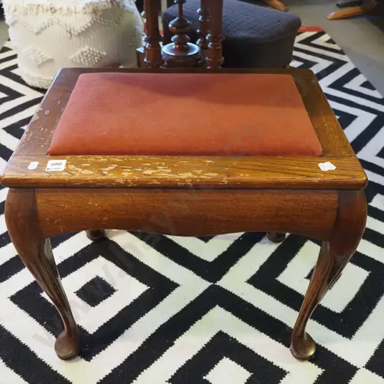 oak cab leg piano stool - varnish needs attention
