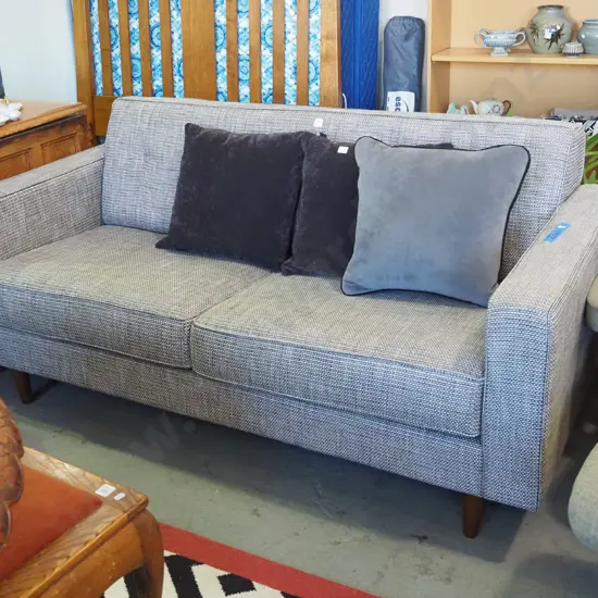 white and grey checked 2 seater settee - excellent condition