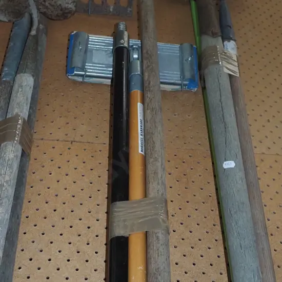 hole sander, rake handle, additional pole