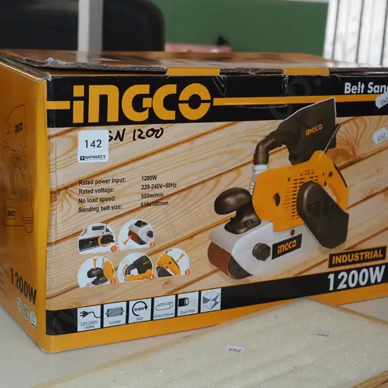as-new boxed Ingco 1200W belt sander