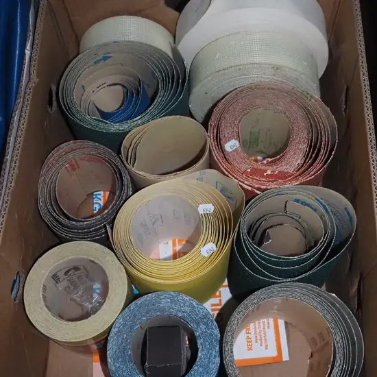 box; sand papers, various tapes