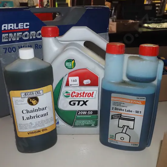 engine oil, chain bar oil, 2 stroke oil
