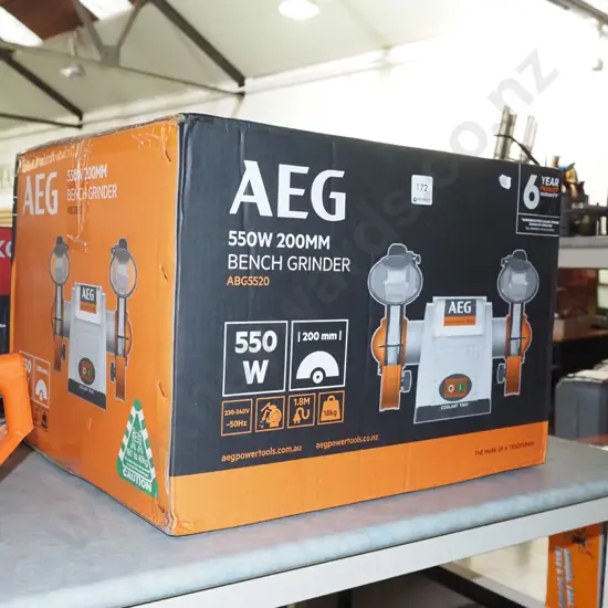 as new boxed AEG 550W 200mm bench grinder