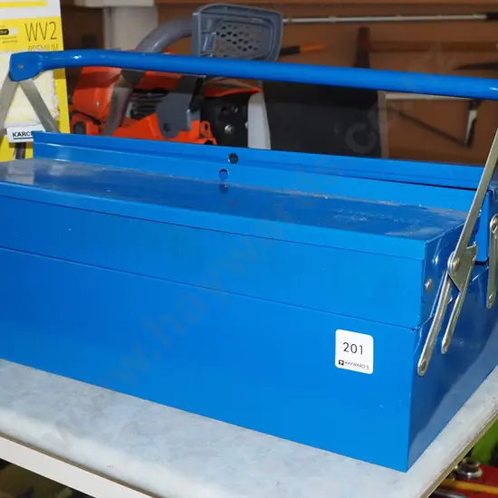 blue metal concertina tool box