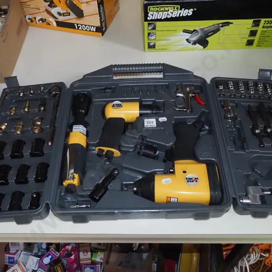 as-new Superworx air power tool set, ratchet, inpact wrench, air hammer etc