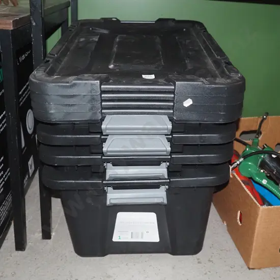 4x  55L heavy duty storage crates with lids