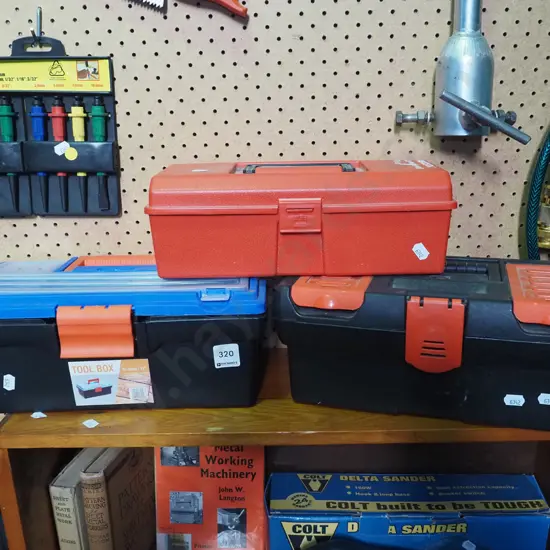 3x small plastic tool boxes