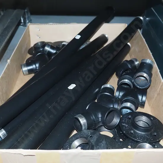 box; black painted steel pipes with joiners and feet