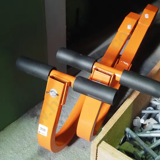 2x orange ladder roof hooks with rollers