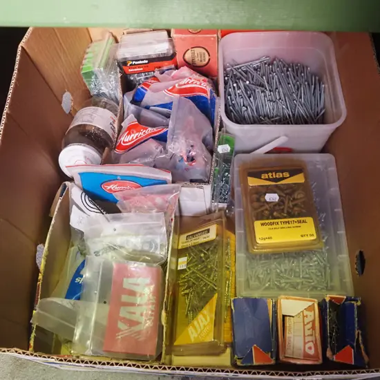 box of nails and screws