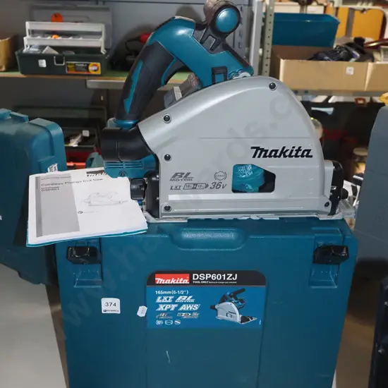 cased Makita cordless plunge cut saw DSP601ZJ 