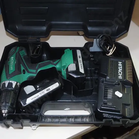 Hitachi 18v battery drill - 2x batteries and charger