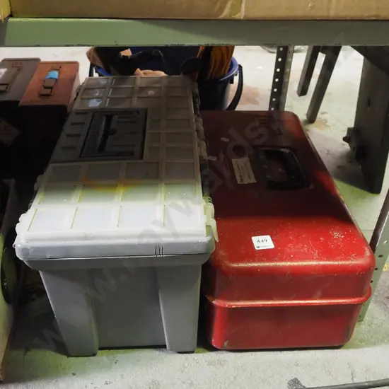 red metal and grey plastic tool box