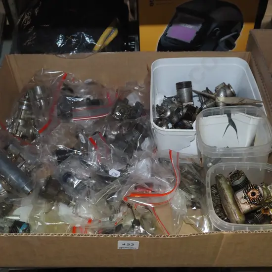 box of numerous model aircraft engines
