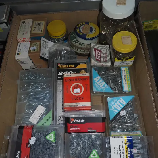 screws, nails, hooks etc