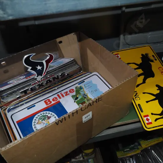 box; international reproduction license plates