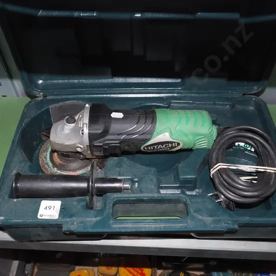 cased Hitachi angle grinder