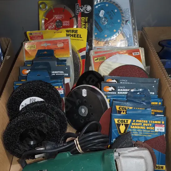 box; strip discs, wire wheels, angle grinder etc