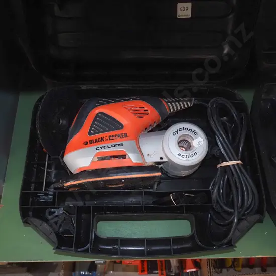 cased Black & Decker Cyclone orbital sander