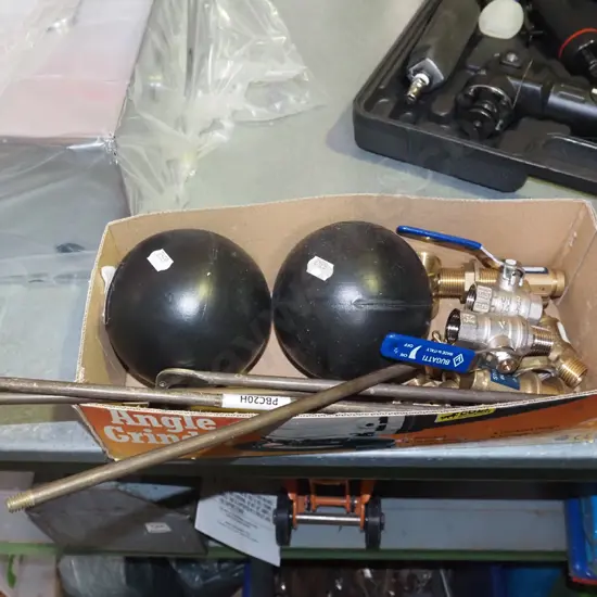 box; toilet ballcocks, taps etc