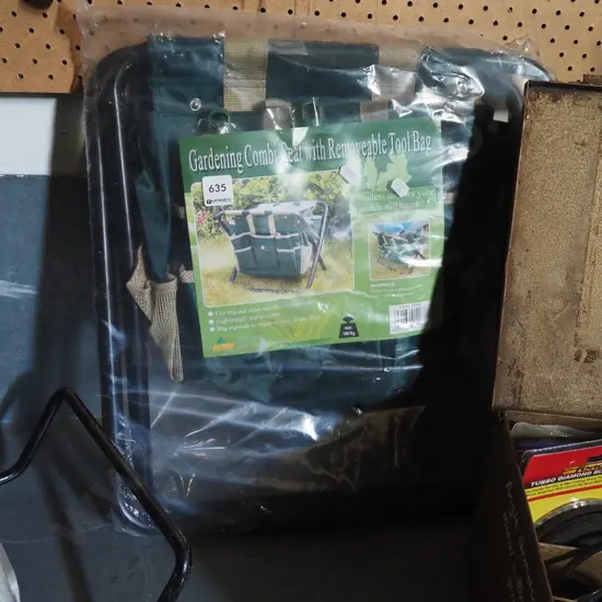 as new gardening combo seat with removable bag and tools