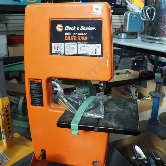 unusual Black 7 Decker drill powered band saw