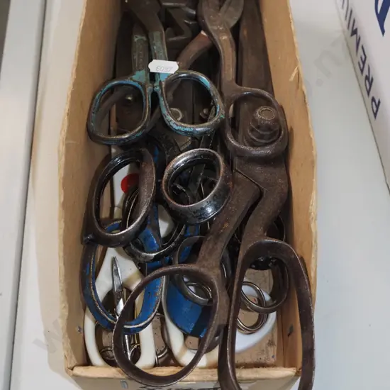 box of scissors and tin snips