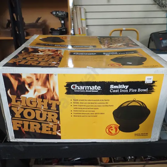 as new boxed Charmate cast iron fire bowl