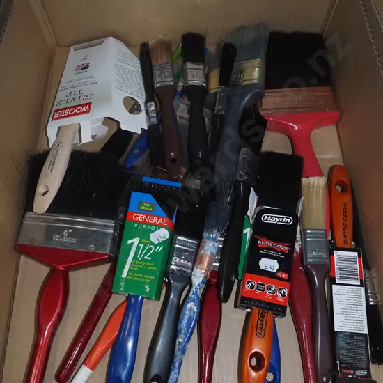 box of paint brushes