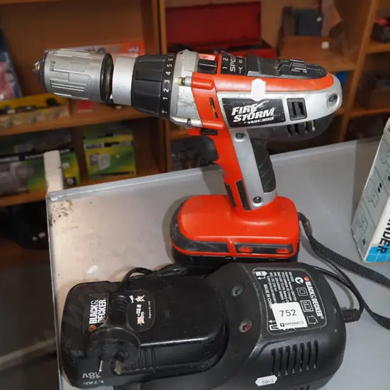 Black & Decker 18v Firestorm drill - 2 batteries and charger