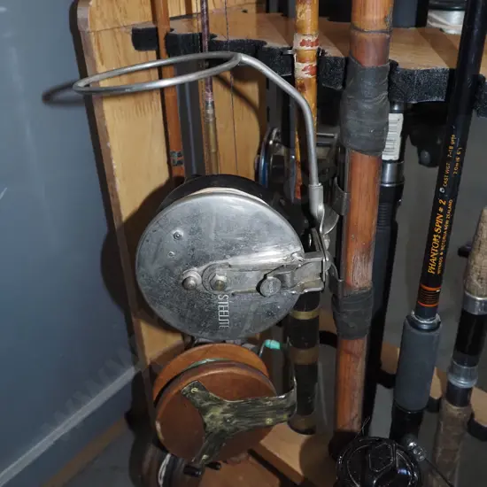 vintage bamboo fishing rod and reel