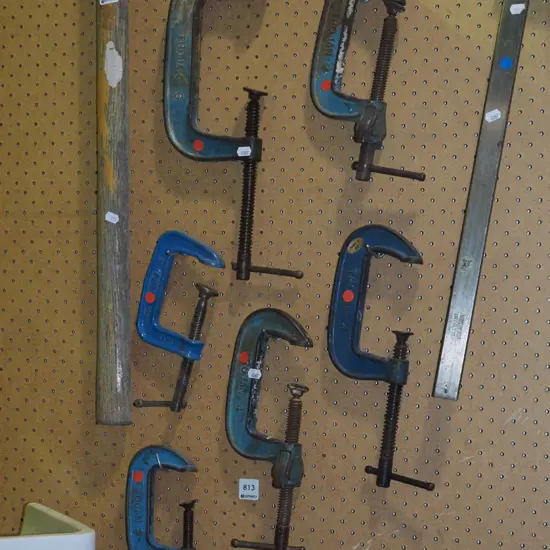 6x G clamps - red dots