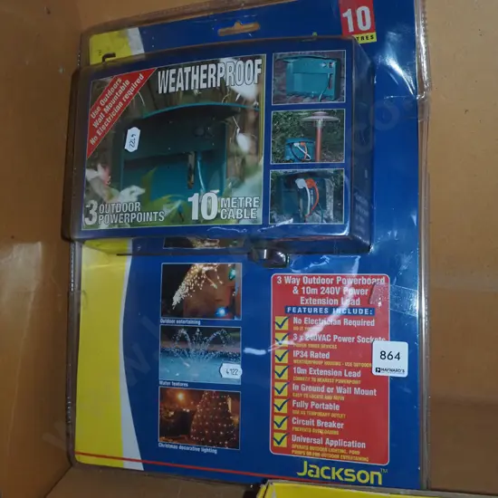 3 way outdoor power board, 4 extension leads