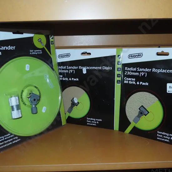 radial sander, 2x packs of replacement discs