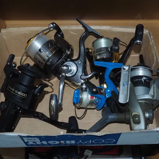 box of spinning fishing reels