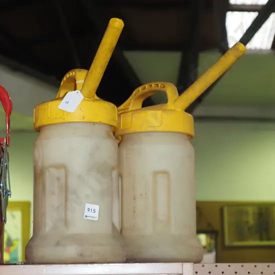 2x Shell oil plastic oil pourers